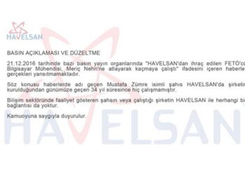 HAVELSAN BASIN AÇIKLAMASI