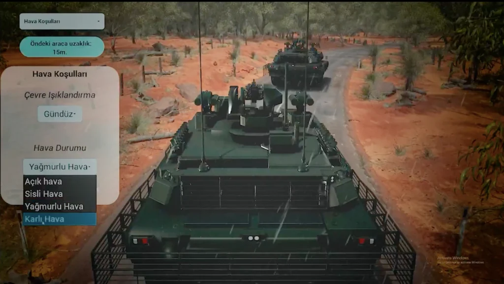 ALTAY Tankı simülatöründe farklı hava koşulları seçeneği ekran görüntüsü