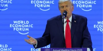 President Donald Trump speaking at Davos 2026 about Greenland and the new world order