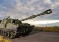 BAE Systems M109A7 Paladin Self-Propelled Howitzer and M992A3 ammunition carrier set.