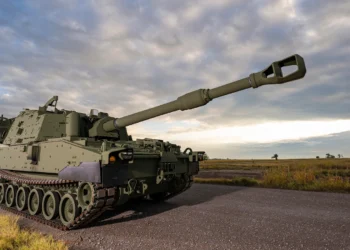 BAE Systems M109A7 Paladin Self-Propelled Howitzer and M992A3 ammunition carrier set.