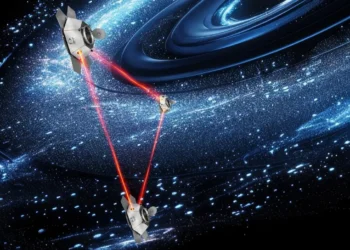 ESA'nın LISA görevi kapsamında kütle çekim dalgalarını ölçmek üzere tasarlanan üçlü uydu konstelasyonu.