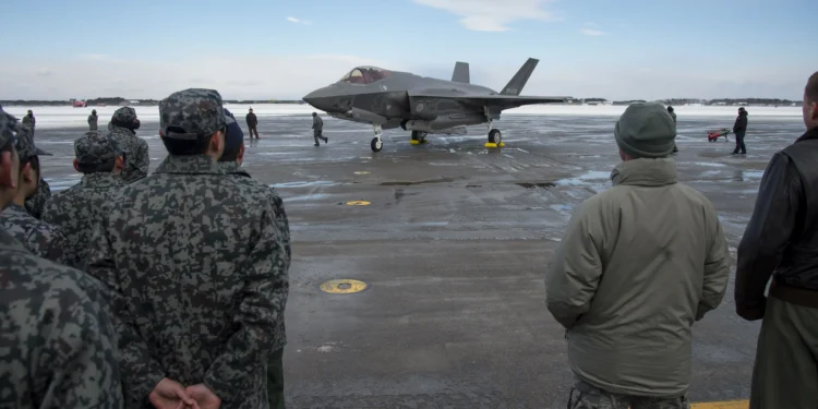 US Air Force personnel preparing for F-35A Lightning II operations at Misawa Air Base, Japan.