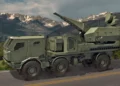 ASELSAN KORKUT self-propelled air defense system integrated on Tatra Force 6x6 wheeled platform.
