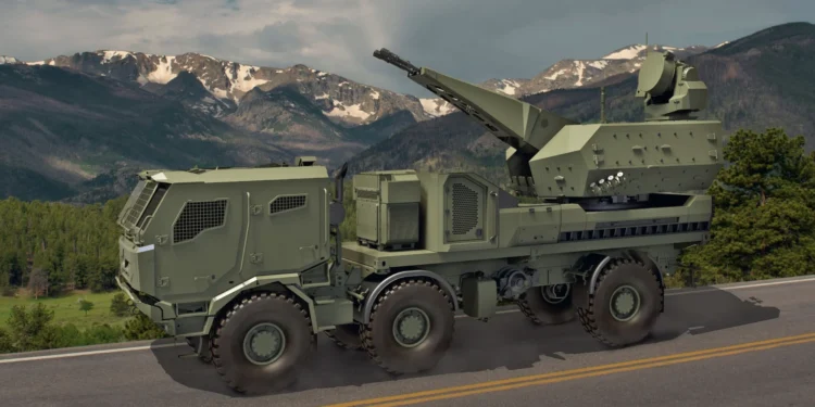 ASELSAN KORKUT self-propelled air defense system integrated on Tatra Force 6x6 wheeled platform.