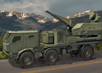 ASELSAN KORKUT hava savunma sisteminin Tatra Force 6x6 tekerlekli platformu üzerine entegre edilmiş hali.