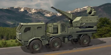 ASELSAN KORKUT hava savunma sisteminin Tatra Force 6x6 tekerlekli platformu üzerine entegre edilmiş hali.