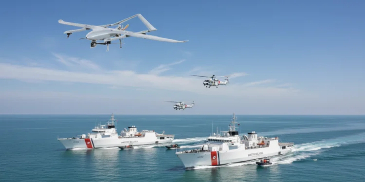 Steel cutting ceremony of the second Multi-Purpose Mission Ship (MPMS 2) built by DESAN Shipyard for the Malaysian Coast Guard.