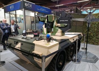 SARSILMAZ Remote Controlled Weapon System (RCWS) integrated on HT Division unmanned ground vehicle at Enforce TAC exhibition.