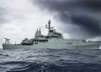 The former Royal Navy Echo-class survey ship HMS Enterprise at sea, sold to the Bangladesh Navy.