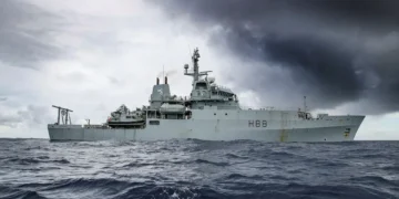 The former Royal Navy Echo-class survey ship HMS Enterprise at sea, sold to the Bangladesh Navy.