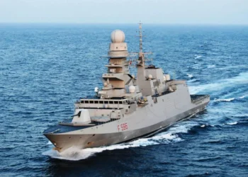 The Italian Navy’s Federico Martinengo (F 596) FREMM frigate, currently en route to Cyprus
