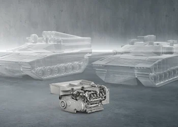 Technical illustration of the hybrid power pack developed by Rolls-Royce and ZF for the Main Ground Combat System (MGCS).