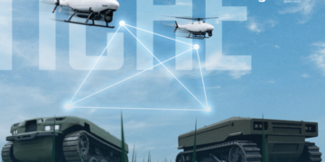 UAV Navigation-Grupo Oesía TICHE Projesi kapsamında İHA ve İKA sürü koordinasyonu illüstrasyonu.