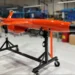 The new Kratos Firejet Mk1 tactical jet UAV, powered by the J85 engine, showcased in the assembly facility.