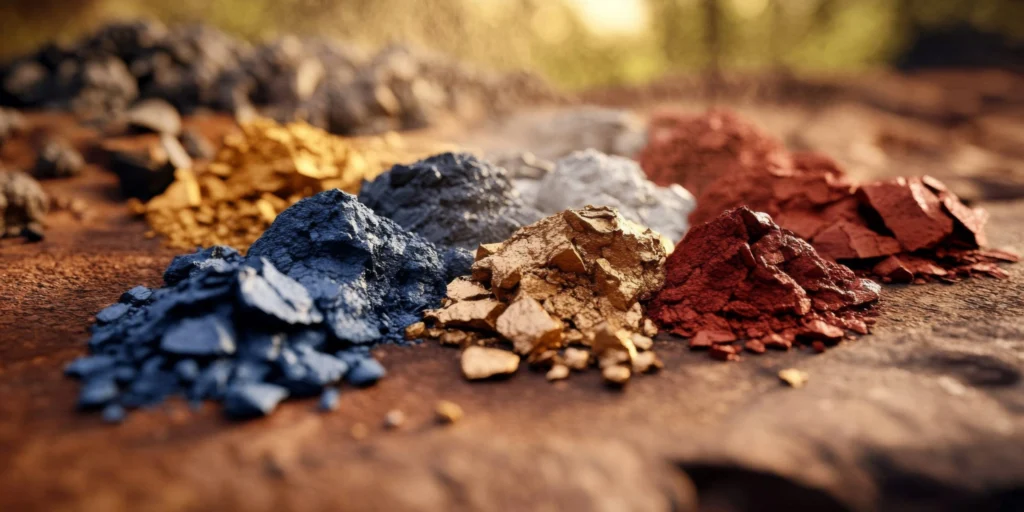 Savunma sanayiinde kullanılan farklı formlardaki Nadir Toprak Elementleri (NTE) mineral hammadde örnekleri.