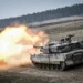 K2PL main battle tank of the Polish Army firing during field exercises.