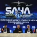 SAHA EXPO 2026 press briefing featuring Haluk Bayraktar and Turkish defense industry leaders.