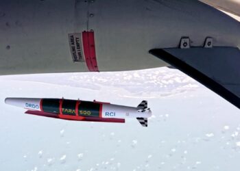 TARA 500 Precision Guidance Kit developed by DRDO and RCI being released from an Indian Air Force aircraft during flight trials.
