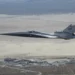 NASA X-59 quiet supersonic research aircraft low-altitude flight test at Armstrong Flight Research Center.