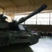 The M1 Abrams main battle tank at the WZL-1 hangar during the official signing ceremony for the engine maintenance center in Poland.