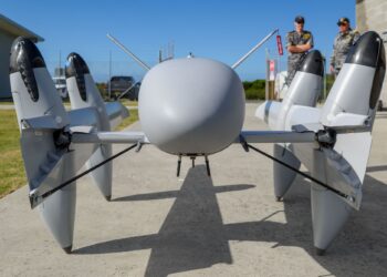 PteroDynamics Transwing VTOL UAS showcased during operational trials for the Royal Australian Navy.