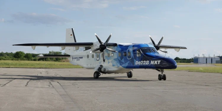 General Atomics AeroTec Systems (GA-ATS) new generation Do228 NXT aircraft on the runway