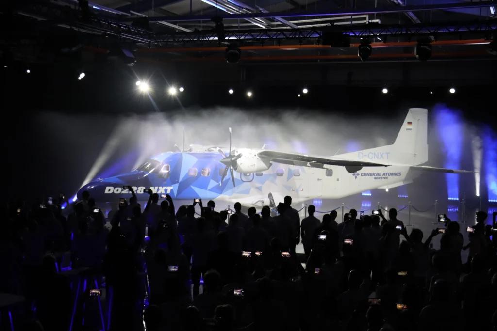 The official launch ceremony of the Do228 NXT aircraft held by General Atomics AeroTec Systems.