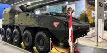 General Dynamics Land Systems–Canada tarafından üretilen ve CANSEC 2026 fuarında sergilenen GRIZZLY LAV Kundağı Motorlu Obüs (SPH)