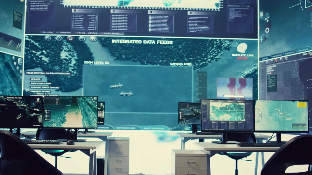 "Komuta kontrol" (Command and Control) görseliniz için İngilizce olarak kullanabileceğiniz, hem SEO dostu hem de erişilebilirliği destekleyen alt metin (Alt Text) önerilerim aşağıdadır:

Öneri 1 (Sistem Odaklı): "Modern military command and control system interface showing tactical data for future warfare operations