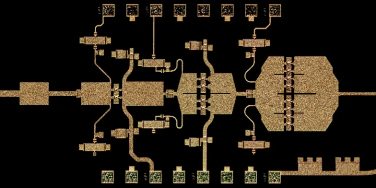 Northrop Grumman W-band GaN monolithic microwave integrated circuit MMIC chip for military radar and satellite communications