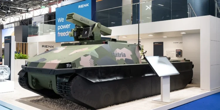 Patria ve RENK Group tarafından Eurosatory 2026 fuarında tanıtılan yeni nesil ağır insansız kara aracı (UGV) konsepti