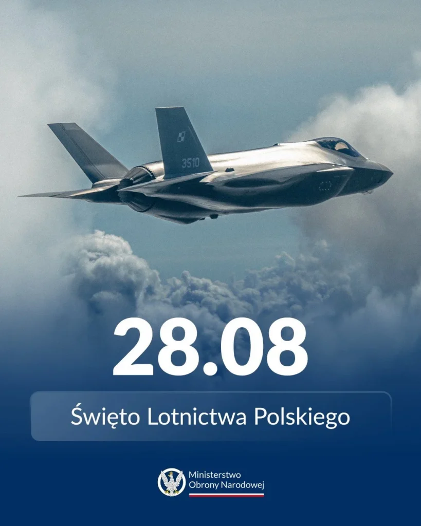 F-35 "Husarz" fighter jet in flight, released by the Polish Ministry of National Defence to mark Polish Aviation Day, August 28, 2026