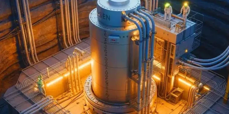 Nuclear power plant providing continuous baseload power for AI data centers and defense energy requirements