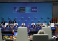 Ankara NATO Zirvesi açılış oturumunda Cumhurbaşkanı Erdoğan ve liderler bir arada.