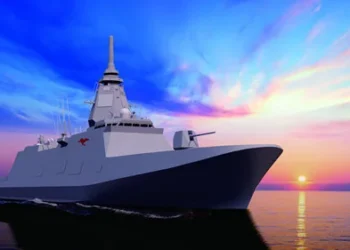 A render of the Upgraded Mogami-class frigate (06FFM) for the Royal Australian Navy, featuring OKI passive sonar technology. Courtesy of Mitsubishi Heavy Industries.