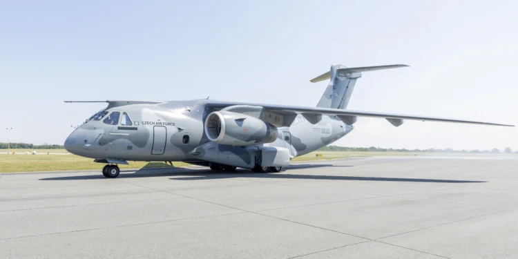 The first C-390 Millennium aircraft delivered to the Czech Air Force at Kbely Air Base.