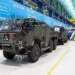 British Army Jackal 3 Extenda armoured vehicles leaving the Babcock production line.