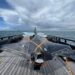 The Nyan OWE kamikaze drone prepares for launch from the deck of the Royal Navy experimental ship XV Patrick Blackett.