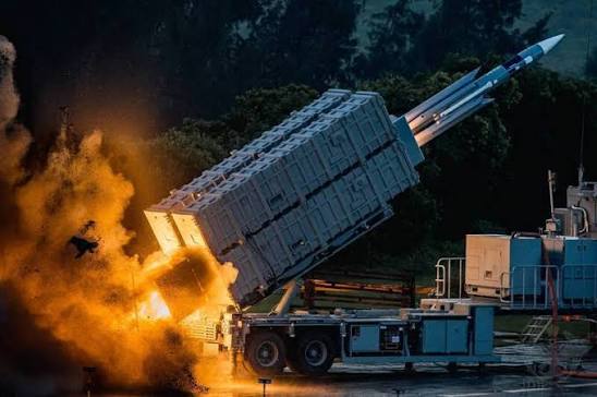 The test launch moment of the Hsiung Feng anti-ship missile system developed by the National Chung-Shan Institute of Science and Technology (NCSIST).