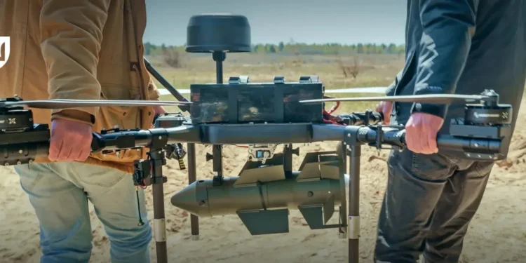 Ukraine's new precision munition Firefly carried by a bomber drone system