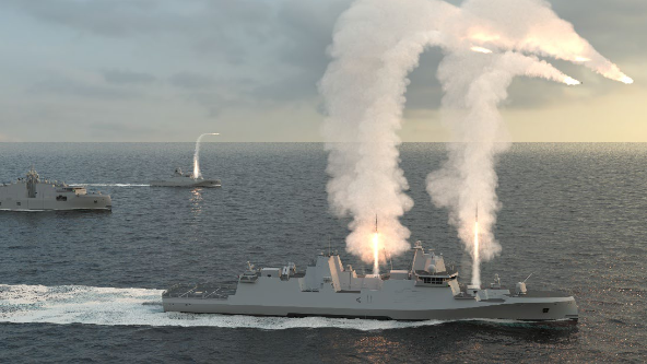 Rheinmetall yeni nesil GMF 140 güdümlü füze fırkateyni füze atışı test görseli