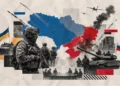 Rusya-Ukrayna savaşında asker, füze saldırıları ve barış müzakere masası kolajı