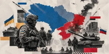 Rusya-Ukrayna savaşında asker, füze saldırıları ve barış müzakere masası kolajı
