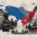 Rusya-Ukrayna savaşında asker, füze saldırıları ve barış müzakere masası kolajı