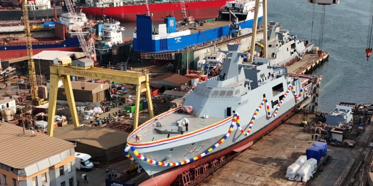 Launching ceremony of Royal Malaysian Navy LMS Batch-2 corvette TUNKU OSMAN JEWA (143) built by STM.