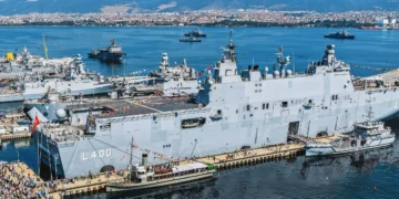 TCG Anadolu and Turkish Navy ships displayed at the TEKNOFEST Mavi Vatan event in Gölcük