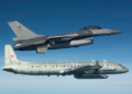 Belgian defence F-16 fighter jet conducting interception flight operations