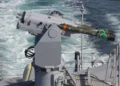 MBDA SIMBAD RC anti-missile system mounted on a warship's deck