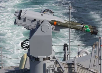 MBDA SIMBAD RC anti-missile system mounted on a warship's deck